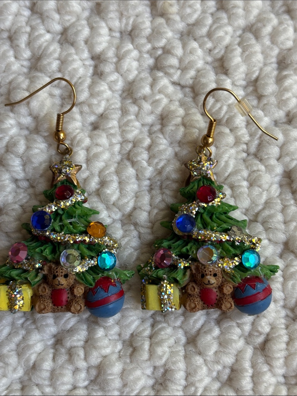 Festive Green Christmas Tree Earrings